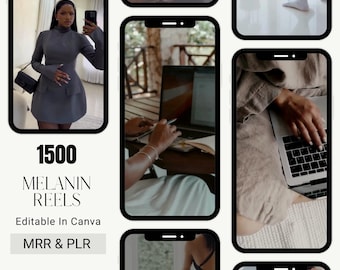 1500 Faceless Melanin Aesthetic Reels, Instagram Reels, Faceless Digital Marketing Videos, Master Resell Rights, MRR/PLR, Canva