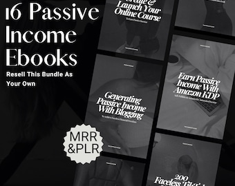 16 Passive Income Ebooks Bundle: MRR & PLR Resell Rights (Digital Download)