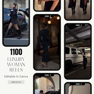 1100 Luxury Woman Faceless Aesthetic Reels, Instagram Reels, Faceless Digital Marketing Videos, Master Resell Rights, MRR/PLR, Canva