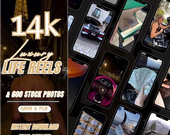 14K Luxury Lifestyle Reels: MRR & PLR, Canva Editable (Digital Download)