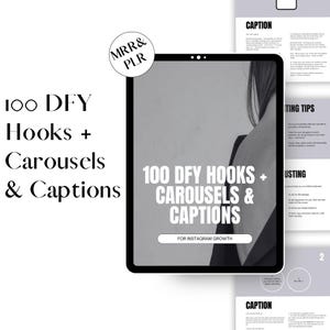 100 DFY Hooks + Carousels & Captions für Instagram Wachstum | MRR, PLR Lizenz | Bearbeitbare Canva Vorlage | Digitales Marketing