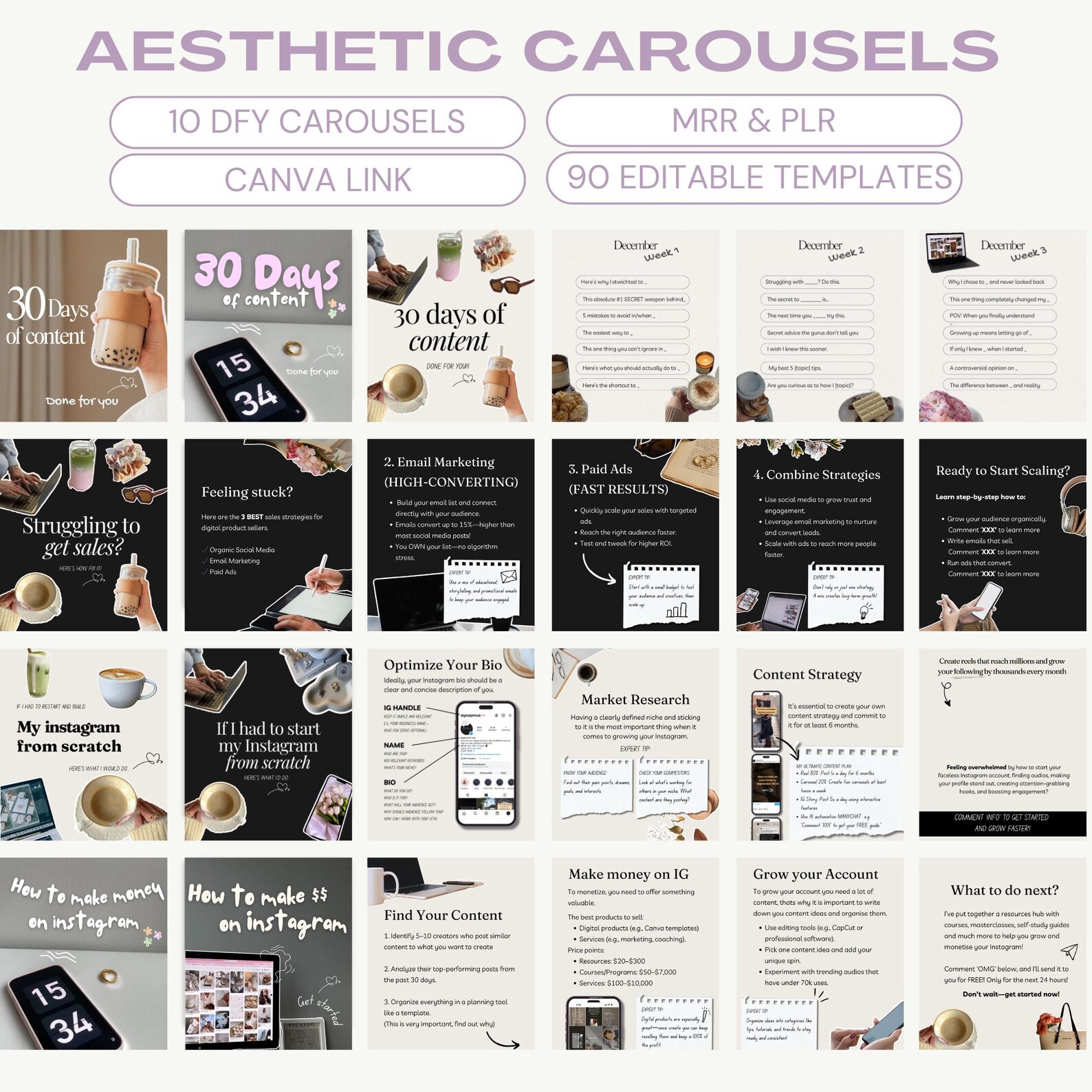 85 Aesthetic Instagram Carousel Templates – Business Growth & Social ...
