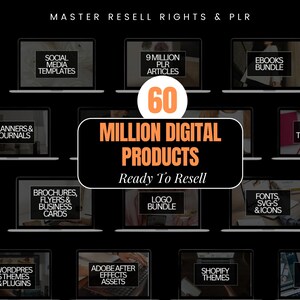 60M digital products, Master Resell Rights Digital Product Bundle for Passive Income (MRR & PLR), Digital Marketing,