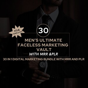 MEN&#39;S Ulitmate Digital Marketing Bundle with MRR, 30 Done For You Products, Faceless Men Instagram Reels, Digital Marketing,
