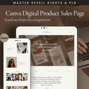 Canva einseitige Website für digitale Produkte mit MRR / PLR, Canva-Website, Weiterverkauf und Rebranding