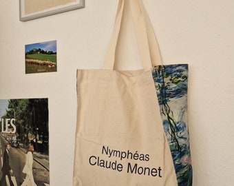 Aesthetic Tote Bag Kunst Claude Monet Seerosen Jutebeutel mit Innentasche