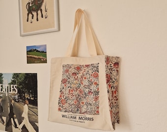 Bolso de mano estético bolso de yute artístico William Morris bolso de compras con cremallera