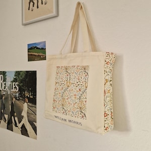 Aesthetic Tote Bag Kunst William Morris Jutebeutel mit Innentasche und Reißverschluss