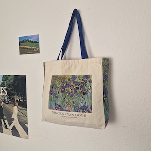 Van Gogh Tote Bag ästhetischer Jutebeutel mit Reißverschluss und Innentasche