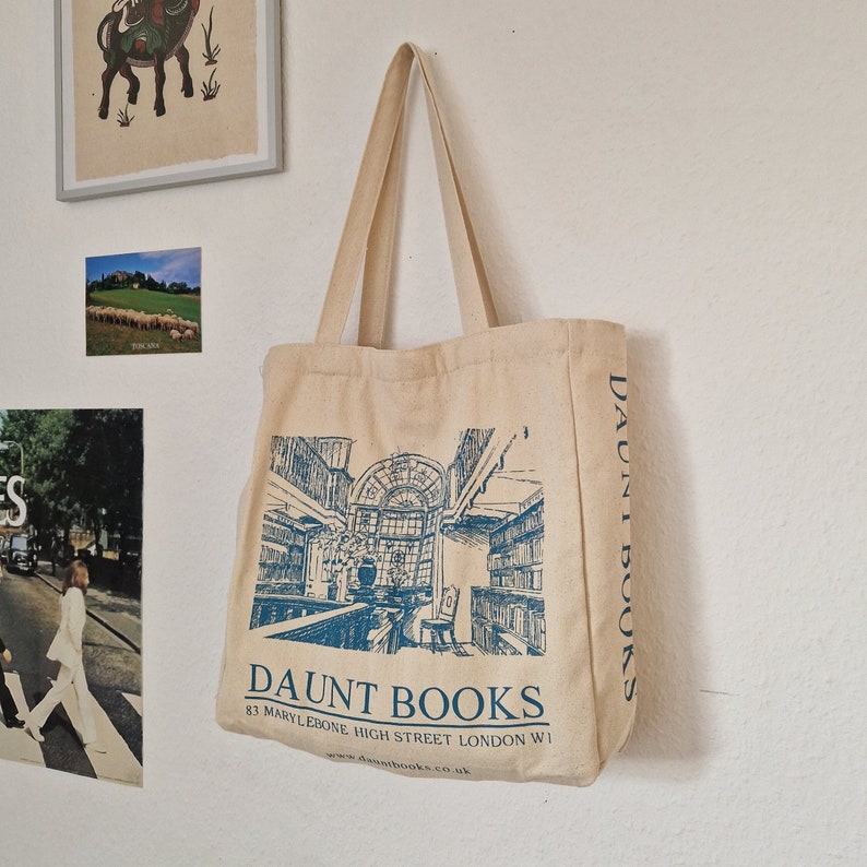 Aesthetic Tote Bag Art London Bolso de yute con bolsillo interior y cremallera imagen 1