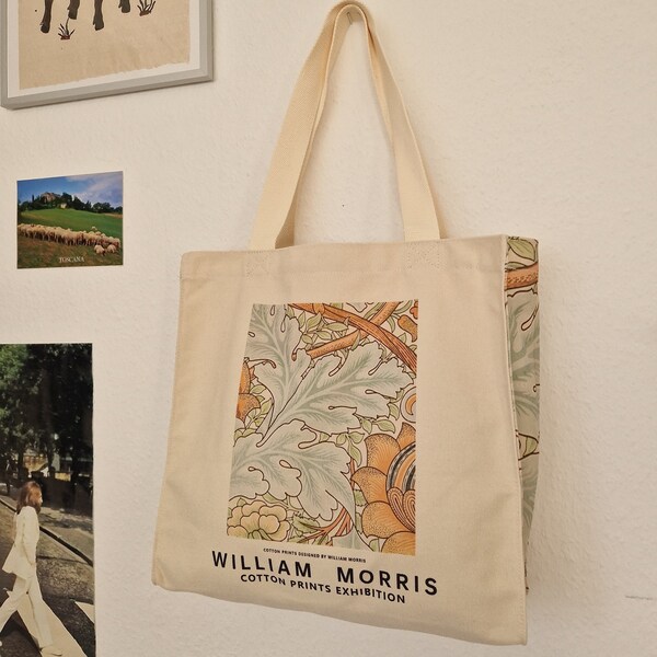 Aesthetic Tote Bag Art William Morris Jute bag with inner pocket and zipper