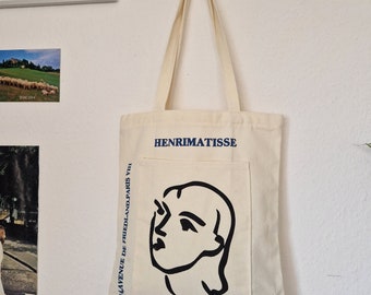 Aesthetic Tote Bag Art Matisse jute bag with zipper