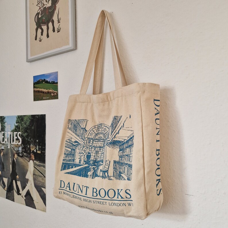 Aesthetic Tote Bag Art London Bolso de yute con bolsillo interior y cremallera imagen 5
