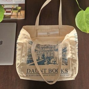 Aesthetic Tote Bag Art London Bolso de yute con bolsillo interior y cremallera imagen 4