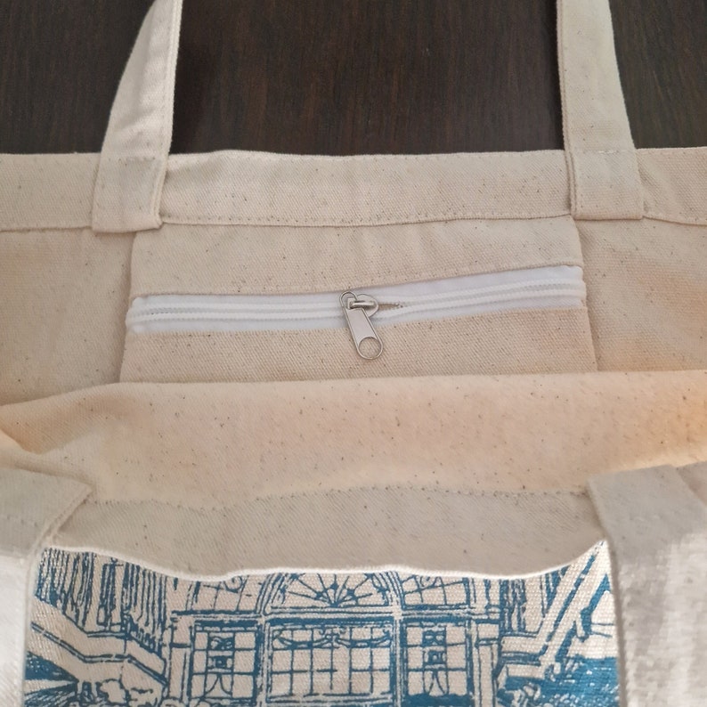Aesthetic Tote Bag Art London Bolso de yute con bolsillo interior y cremallera imagen 2
