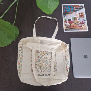 Aesthetic Tote Bag Kunst William Morris Jutebeutel mit Innentasche und Reißverschluss Bild 5