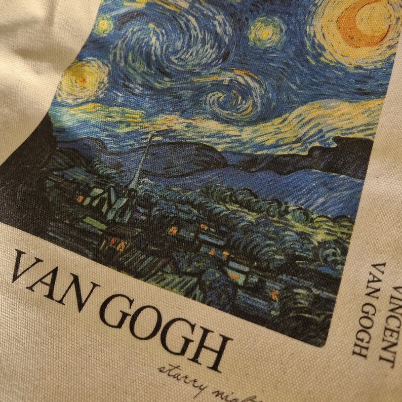 Sac fourre-tout esthétique Van Gogh sac en jute dart avec fermeture éclair image 5