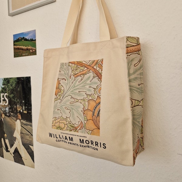 Aesthetic Tote Bag Kunst William Morris Jutebeutel mit Innentasche und Reißverschluss