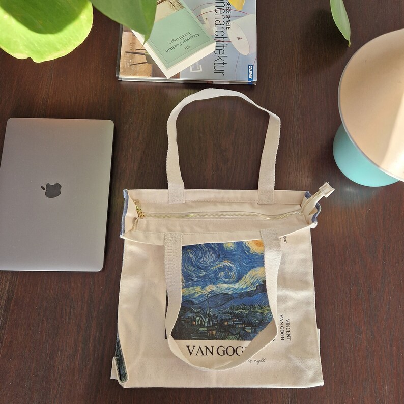 Ästhetische Van Gogh Tote bag Kunst Jutebeutel mit Reißverschluss Bild 2