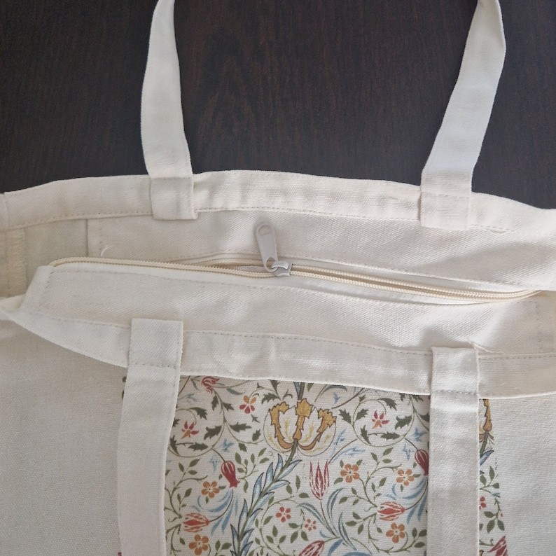 Aesthetic Tote Bag Kunst William Morris Jutebeutel mit Innentasche und Reißverschluss Bild 3