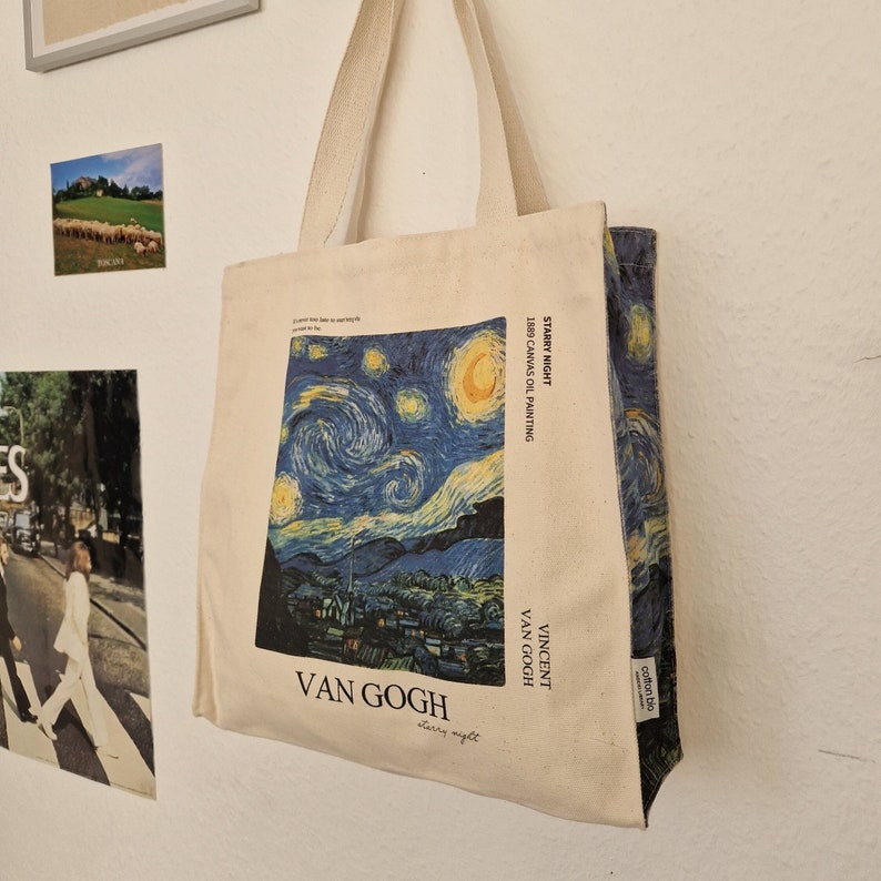 Ästhetische Van Gogh Tote bag Kunst Jutebeutel mit Reißverschluss Bild 1