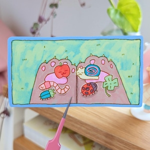 Garden Paws Sticker - Bug sticker, Bug collection, Garden sticker, Cute sticker, Vinyl sticker, Cute stationery, Kawaii, Matte sticker, Cat