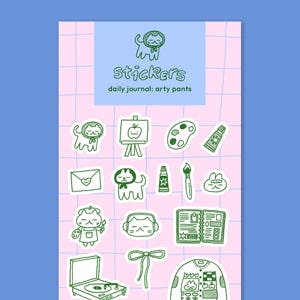 Daily Journal: Arty Pants-stickervel - dagelijkse stickers, dagboekstickers, matte sticker, kunststickers, leuke items, dagboekstickers