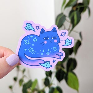 Haru The Void Sticker - Black cat, Cute art sticker, Matte sticker, Vinyl sticker, Water bottle sticker, Cat, Cute stationery, Space
