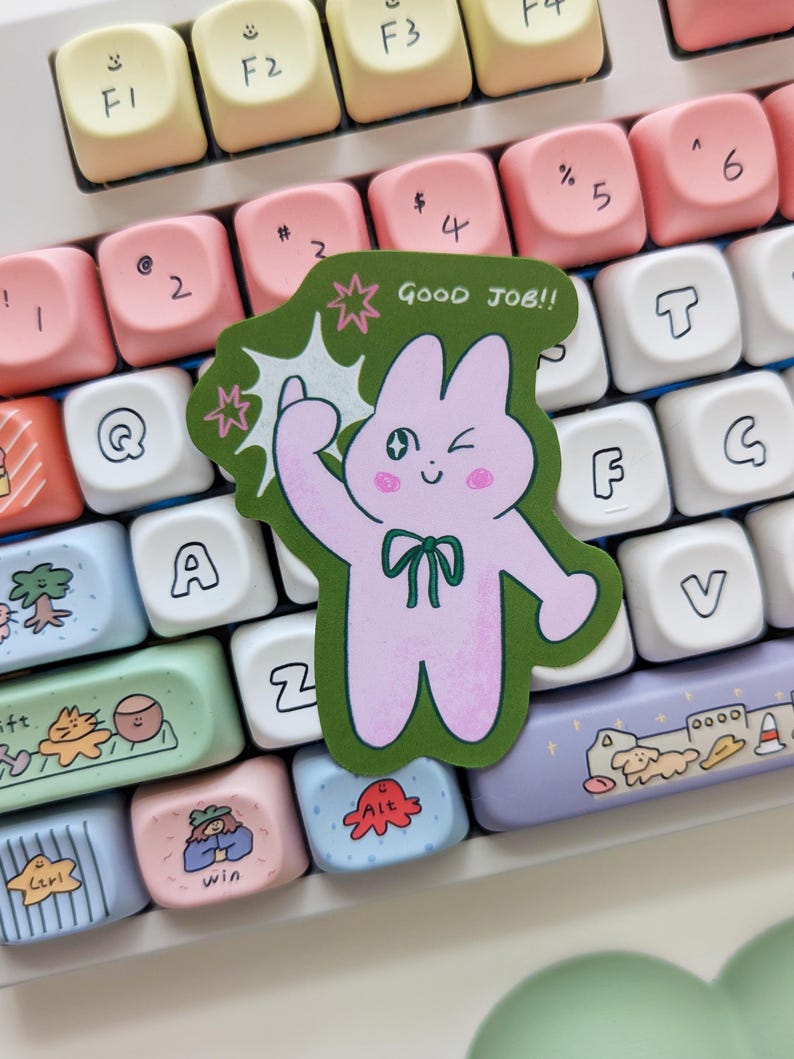 Good Job Sticker - Bunny Sticker, Vinyl Sticker, Positivity Sticker ...