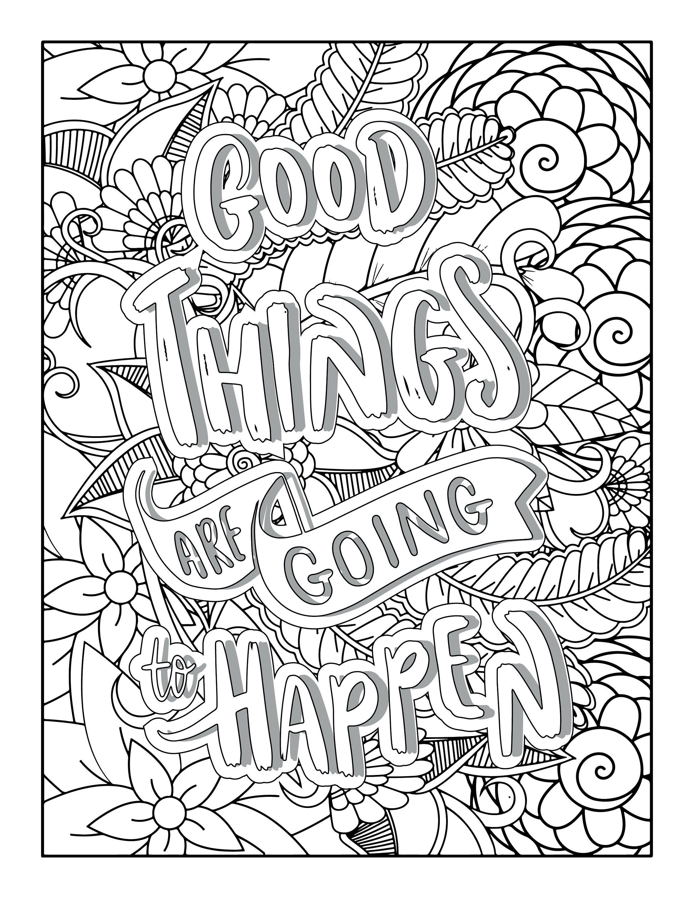 Positive Quotes Coloring Pages - Etsy