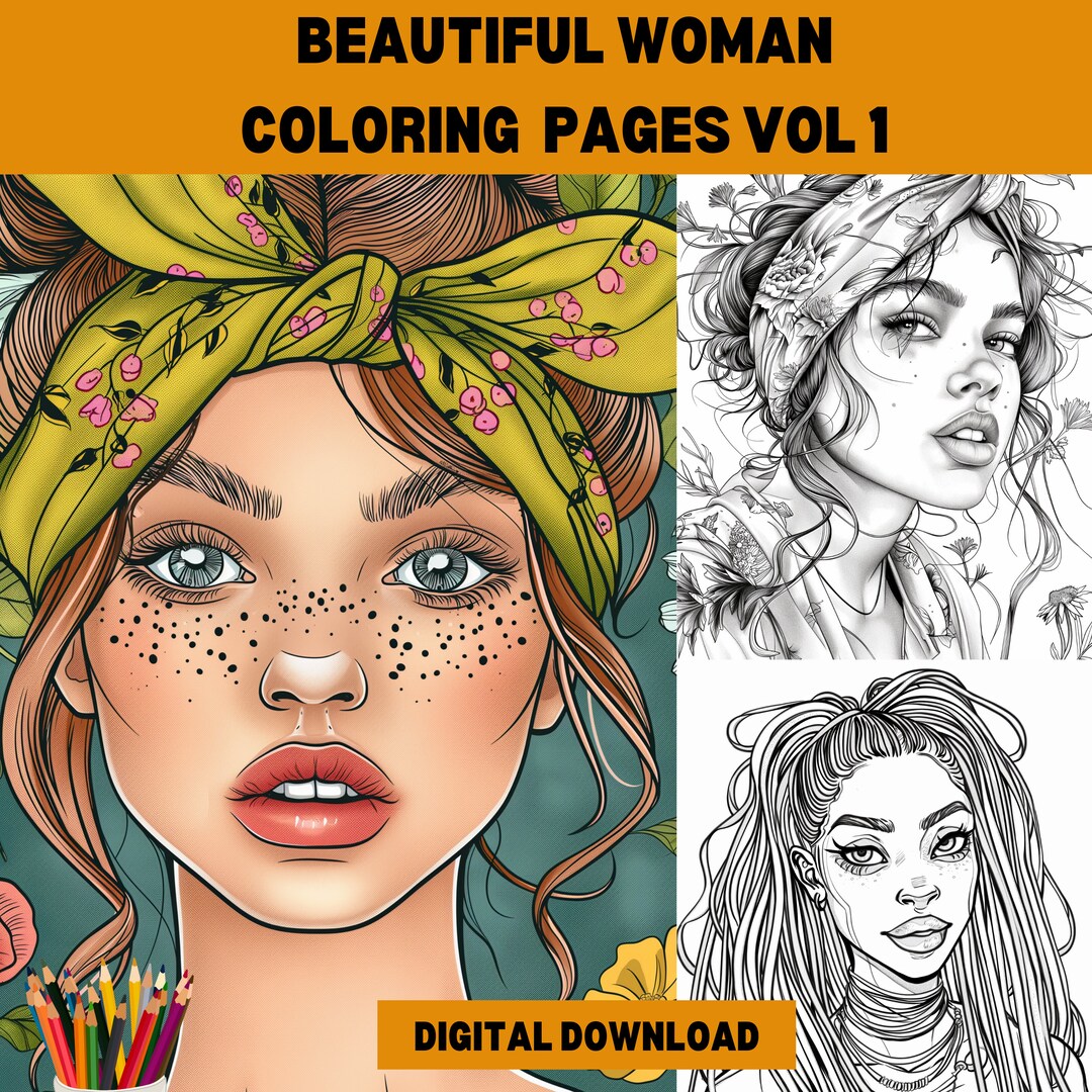 Pretty Woman Coloring Pages for Adults, Pretty Girl Coloring Sheets