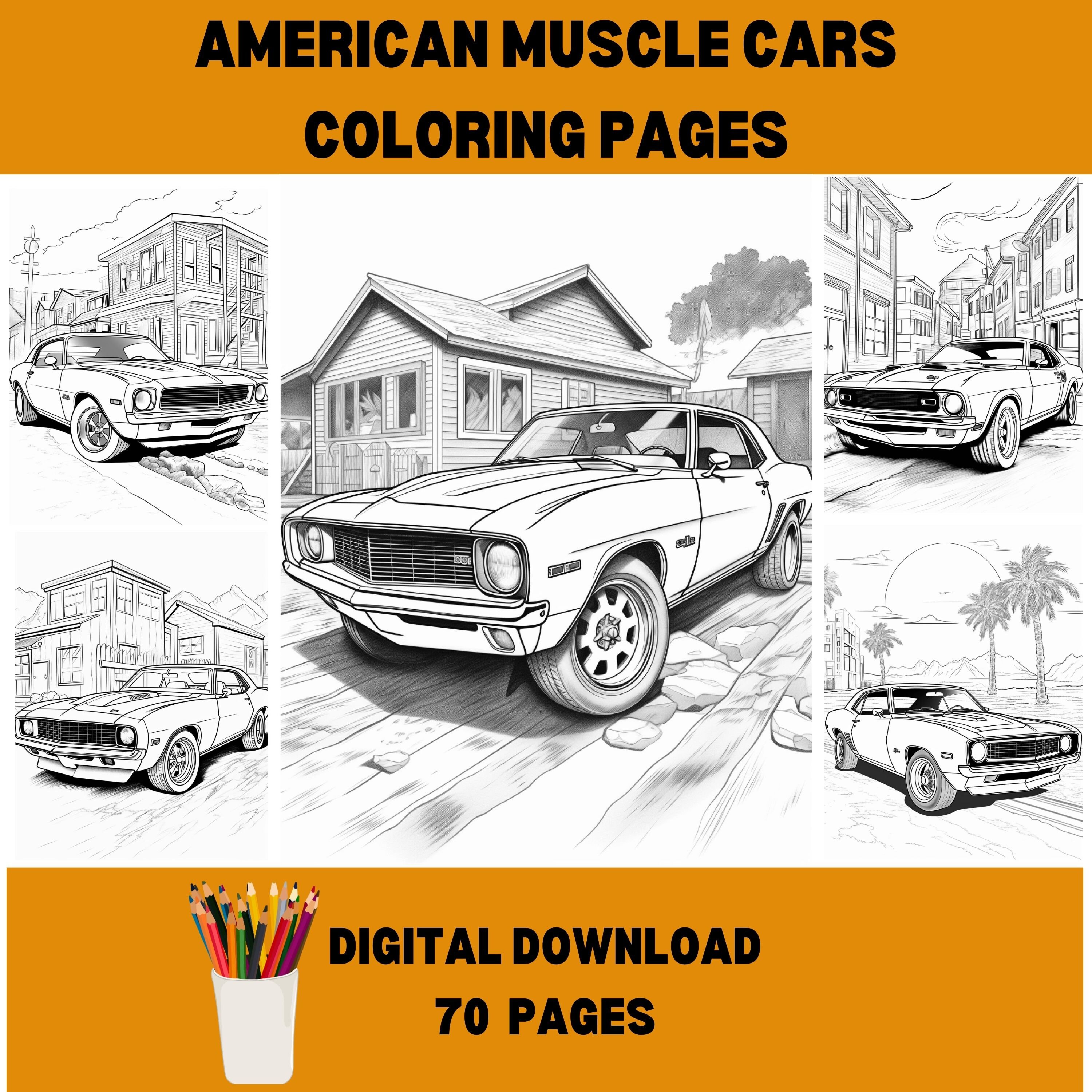 70 American Muscle Cars Coloring Pages, Download American Classic Cars ...