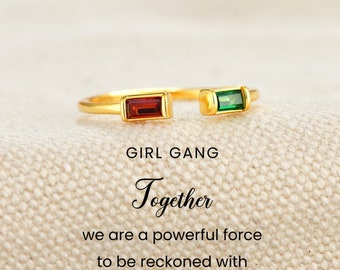 Girl Gang Together Birthstone Ring, we are a powerful force to be reckoned with, To My Besties Thick And Thin Ring,Gift For Bestie