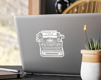 Vintage Typewriter Sticker, Vinyl Decal, Gift for Writer