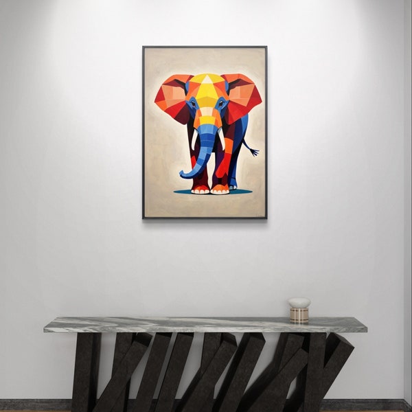 Poster décoratif éléphant coloré | colorful polygon elephant poster | Affiche décoration | Affiche Art