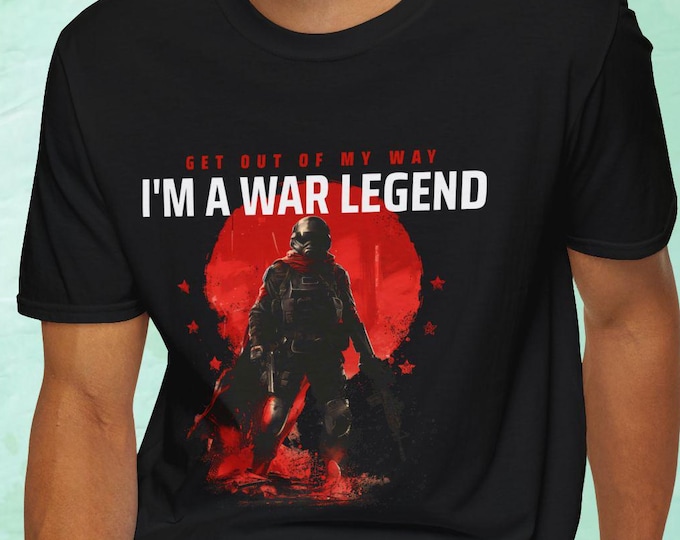 Featured listing image: UPTAG Im a War Legend tee, T-Shirt | War Legend silhouette under red moon