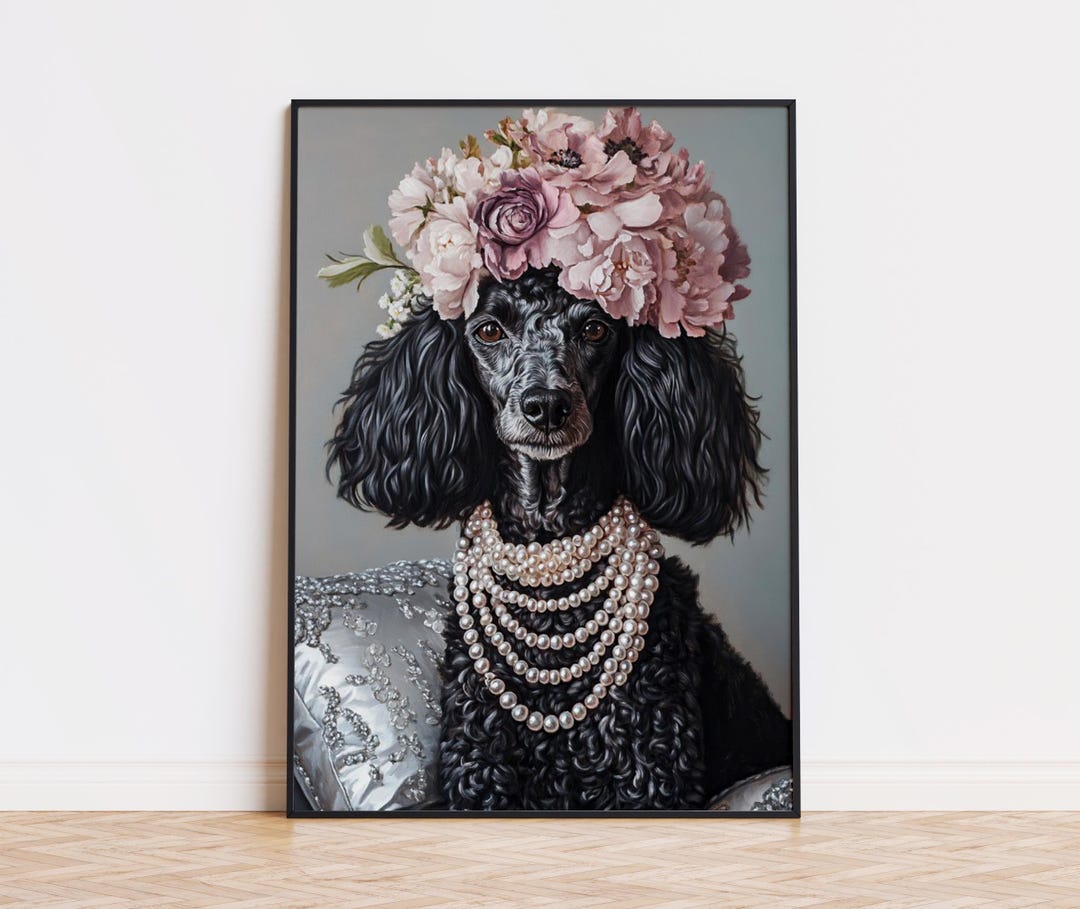 Poodle Poster, Poodle Art Print, Poodle With Headdress, Poodle Wall Art ...