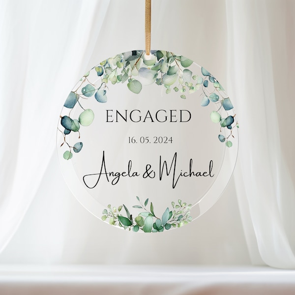 Engaged - Personalized Glass Ornament - Engagement Gift - Engagement Memory - Newly Engaged - Just Engaged Gift - EngagementBride & Groom