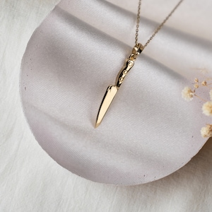 14K Gold Knife Pendant Necklace - Chef Jewelry