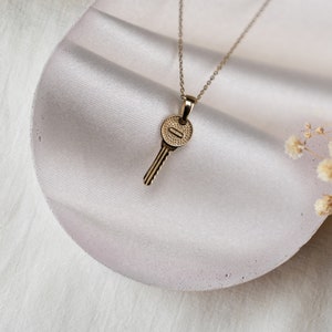 14K Gold Key Necklace: Minimalist Love Pendant