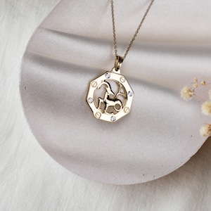 14K Gold Capricorn Necklace: Handmade Zodiac Jewelry