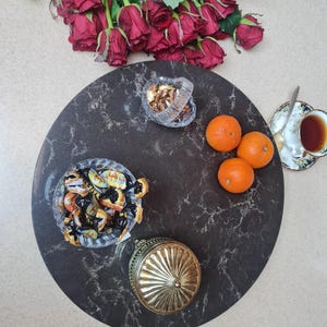 Rotating Tray, Counter Organizer, Island Decor, Elegant Turntable Tray, Large Marble Spinning Tray for Table, Lazy Susan Table Centerpiece
