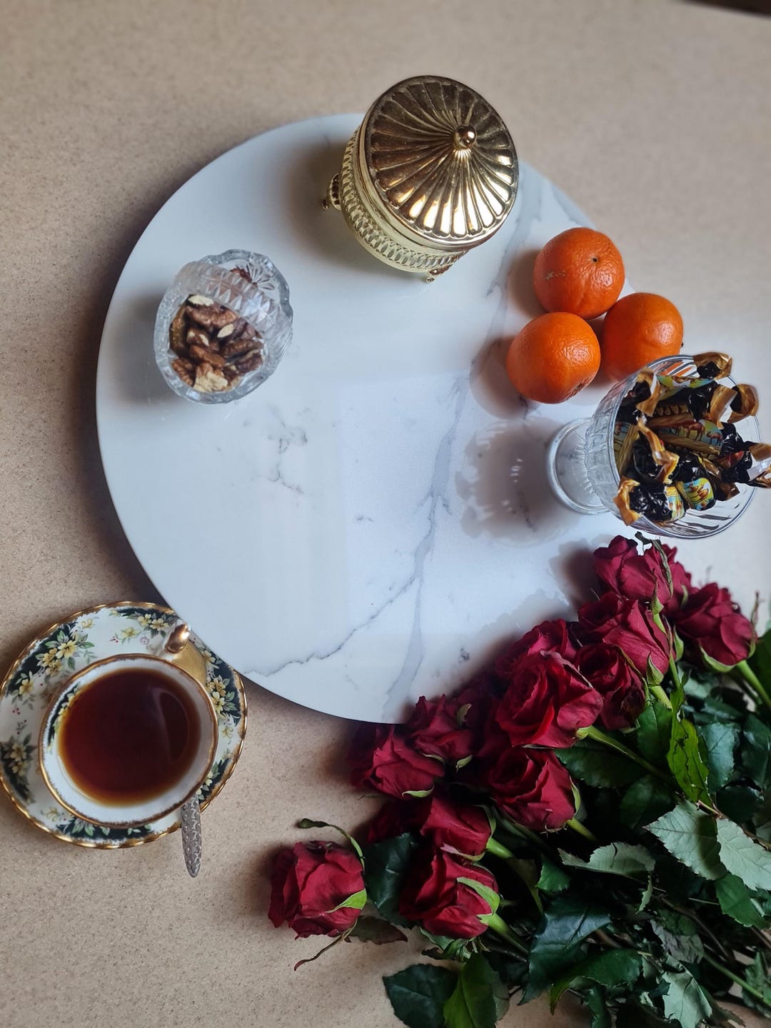 Dining Table Centerpiece, Marble Home Decor, Lazy Susan, Lazy Susan Turntable, Marble Lazy Susan ...