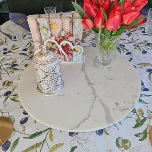 Handcrafted Round Stone Tray for Kitchen & Dining, Large Spinning Tray, Serving Tray Gift, Lazy Susan Tray, Natural Marble Serving Platter