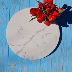 Natural Marble Serving Platter, Handcrafted Round Stone Tray for Kitchen & Dining, Large Spinning Tray, Serving Tray Gift, Lazy Susan Tray