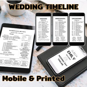 Mobile Wedding Day Timeline Template Editable Wedding Timeline Reception Timeline Wedding Weekend Timeline Bridal Party Timeline Wedding day