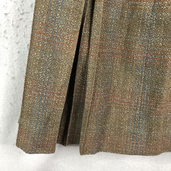 Vintage Handmade Skirt S Green Brown Pleated 50s … - image 10