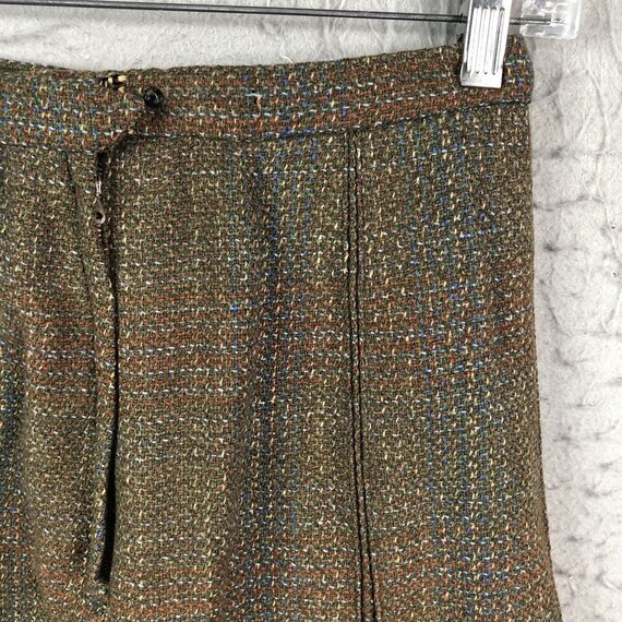 Vintage Handmade Skirt S Green Brown Pleated 50s … - image 5