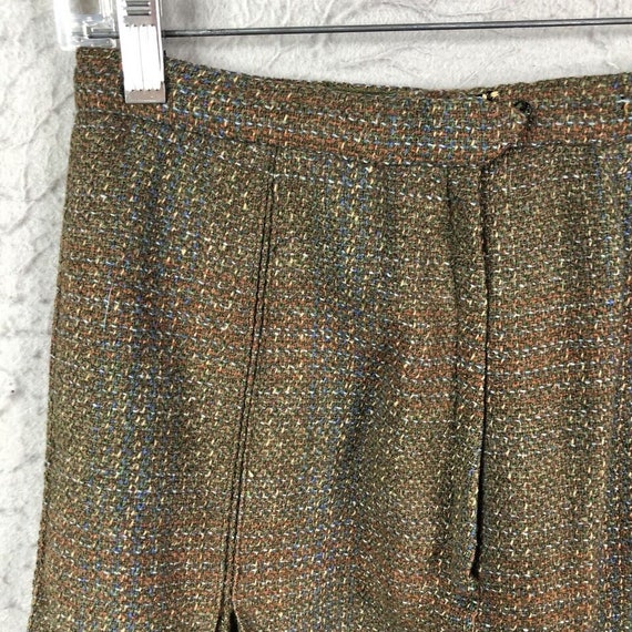 Vintage Handmade Skirt S Green Brown Pleated 50s … - image 9