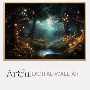 Magical Moonlit Forest Wall Art Printable